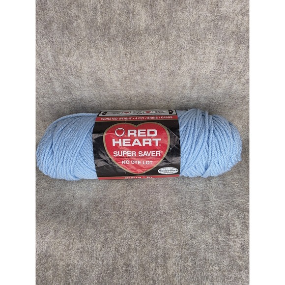 New Vtg. Red‎ Heart Super Saver No Dye 4 PLY Worsted 4 Ply 3 oz. #381 Light Blue - Picture 1 of 3